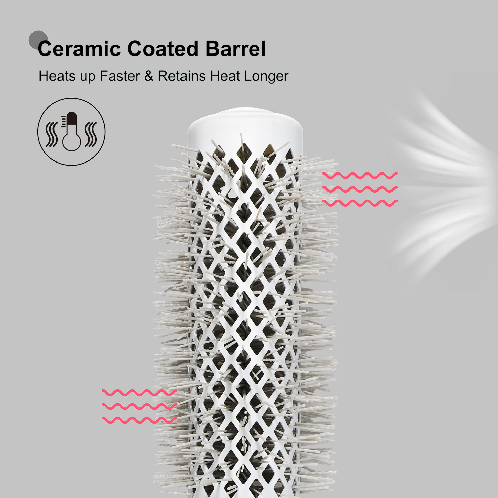 Eagle Fortress XL Ceramic + Ionic Round Hair Brush 1.26 in - Grey The Beauty Box