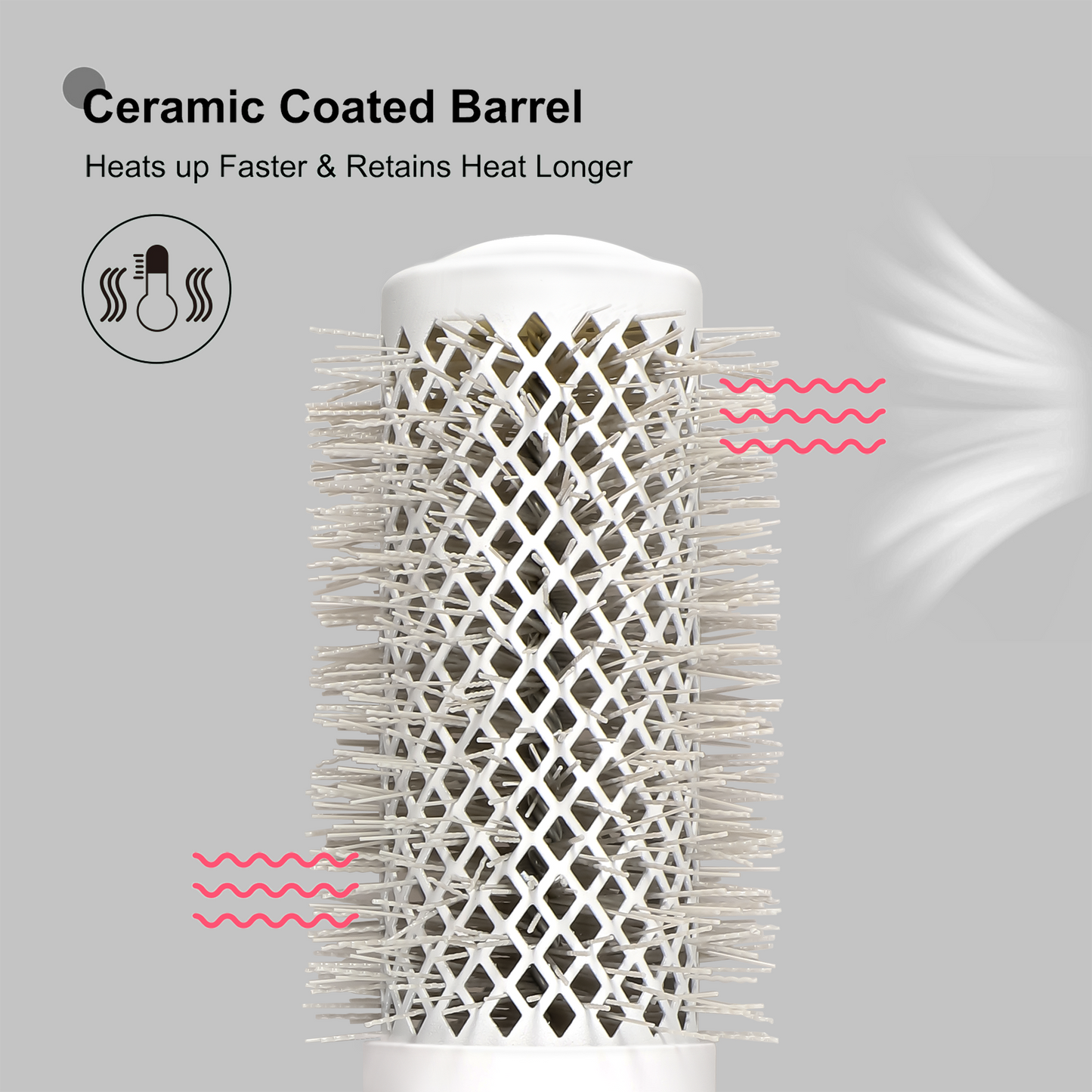 Eagle Fortress XL Ceramic + Ionic Round Hair Brush 1.69 in - Grey The Beauty Box