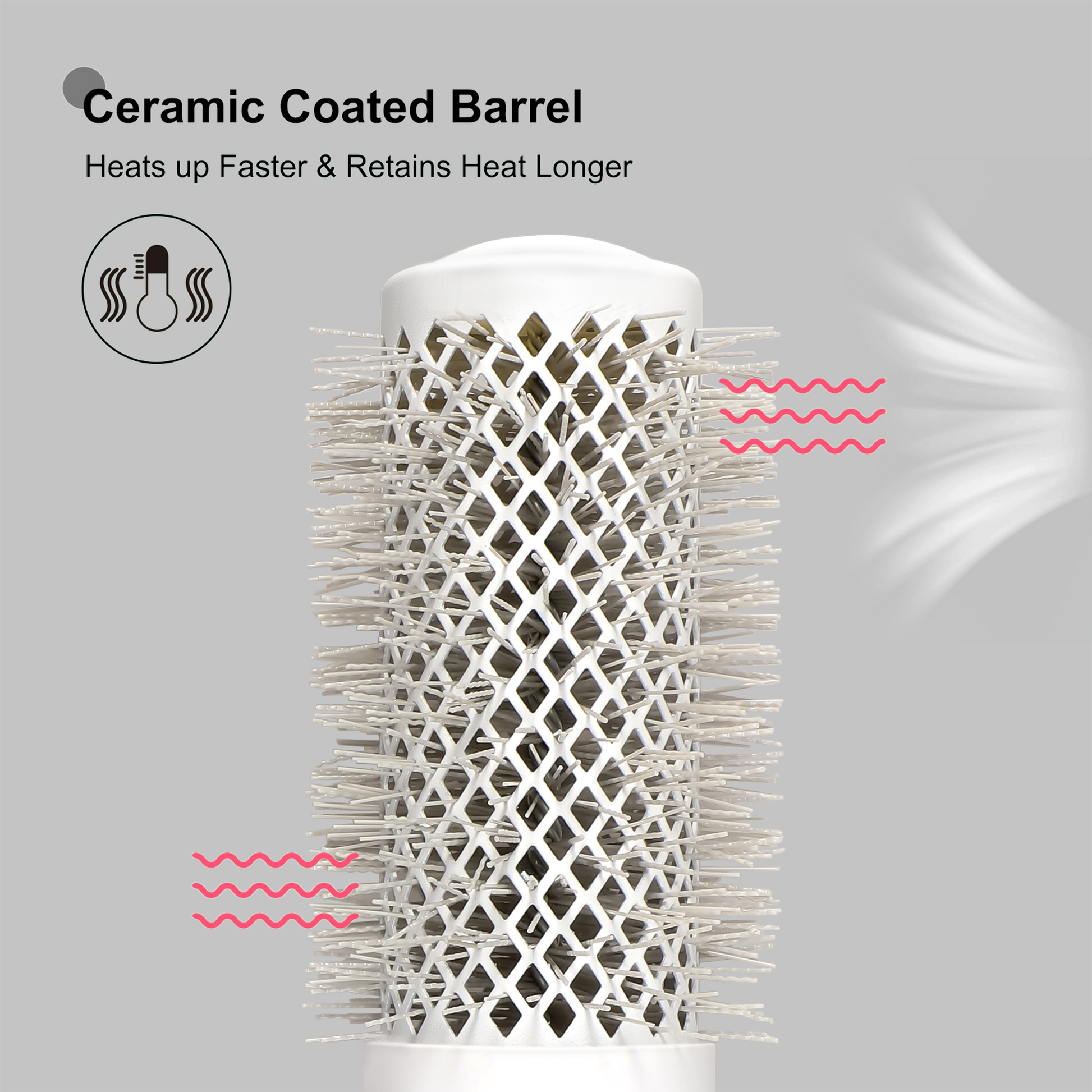Eagle Fortress XL Ceramic + Ionic Round Hair Brush 1.69 in - Grey The Beauty Box