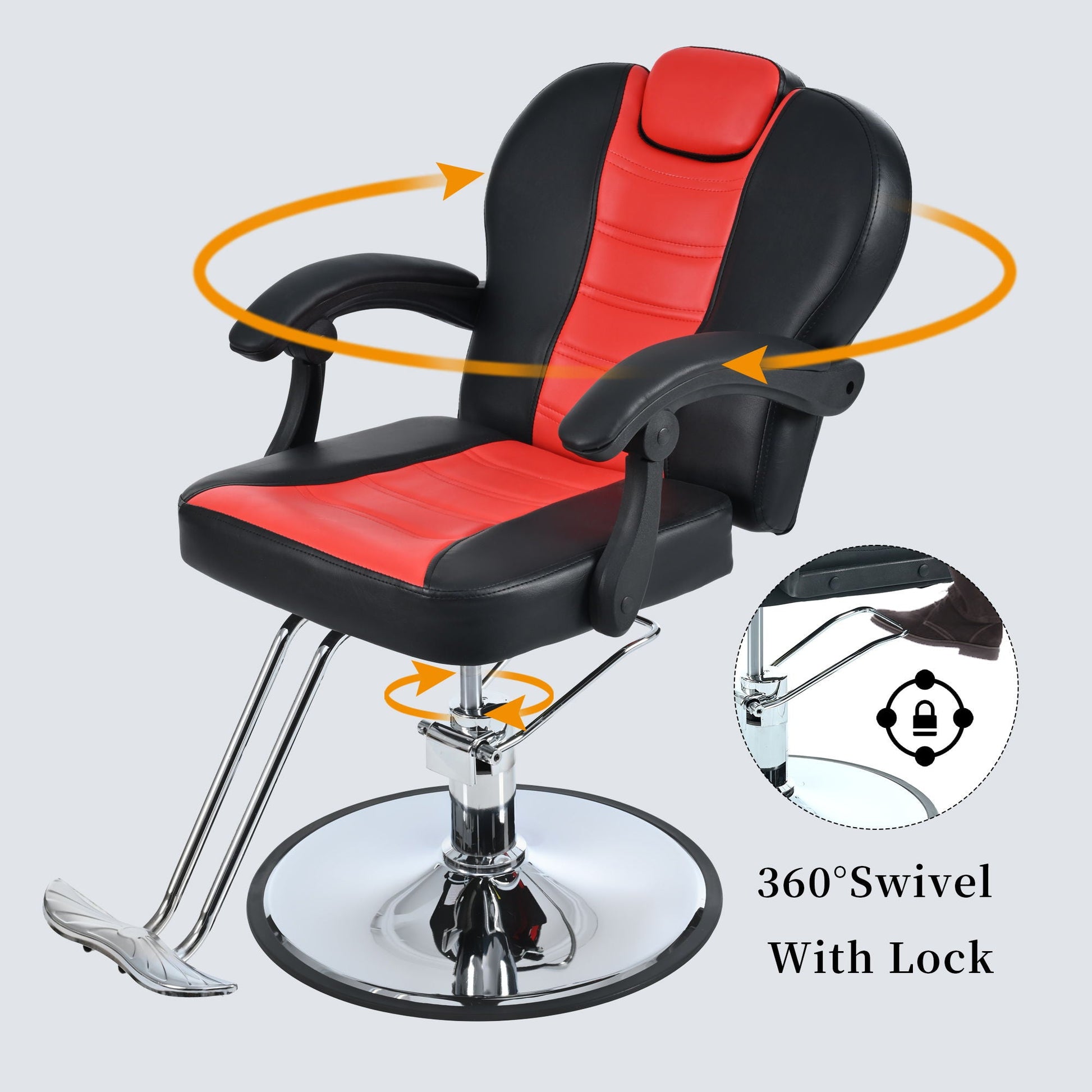 Classic Reclining Barber Chair Salon Chair For Hair Stylist With Heavy Duty Hydraulic Pump, 360° Rotation, Tattoo Chair Shampoo Beauty Salon Equipment, Max Load Weight 330 Lbs HouseOfZazla