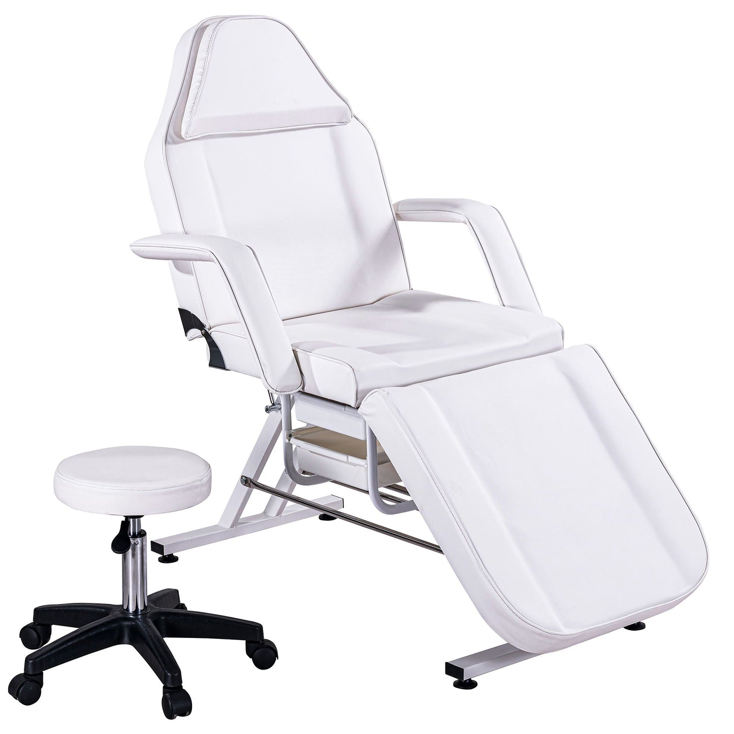 72.8" Massage Salon Tattoo Chair With Two Trays Esthetician Bed With Hydraulic Stool, Multi-Purpose 3-Section Facial Bed Table, Adjustable Beauty Barber Spa Beauty Equipment HouseOfZazla