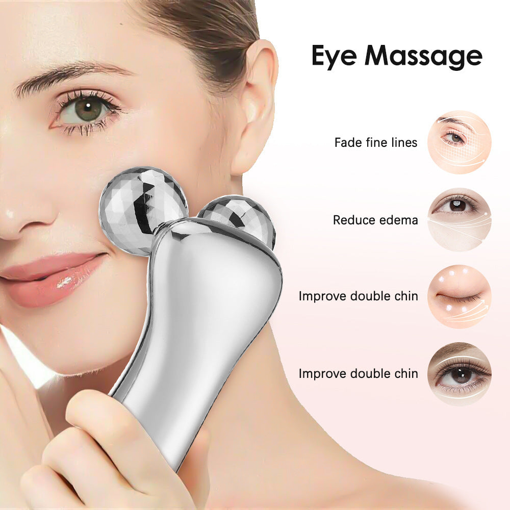 Silver Ergonomic EMS Microcurrent Facial Roller | Intelligent Pulse Face Slimming & Sculpting Device for Skin Tightening FLIPSTYLEZLLC