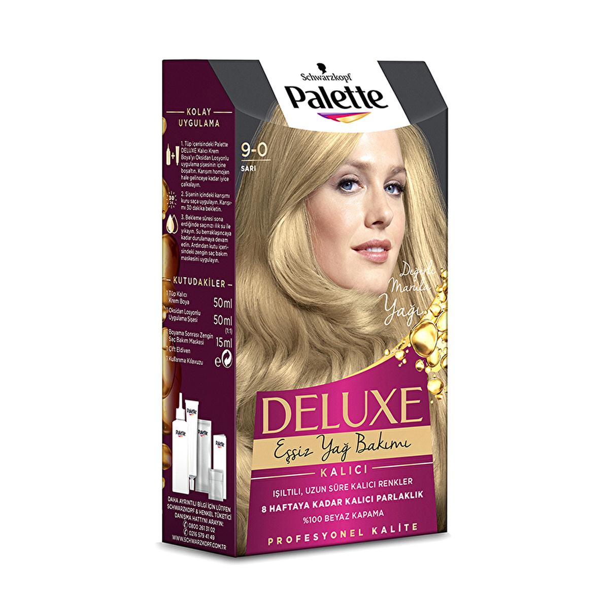 Palette Deluxe Hair Dye 9-0 Blonde - Long-Lasting Rich Color & Nourishment Beauty Care Bag