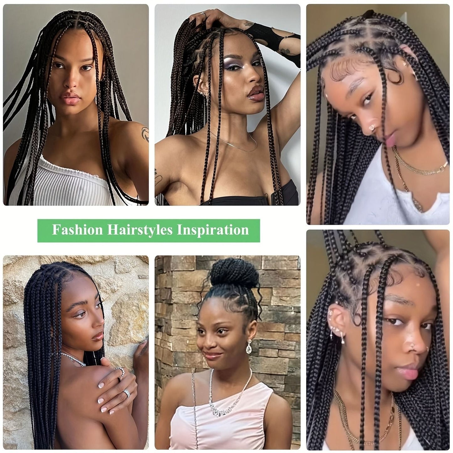 40" Box Braided Wigs With Baby Hair Knotless Cornrow Braids Lace Frontal Wig for Women Blended Black Hand Braided Wigs Full double Lace Front Braid Wig