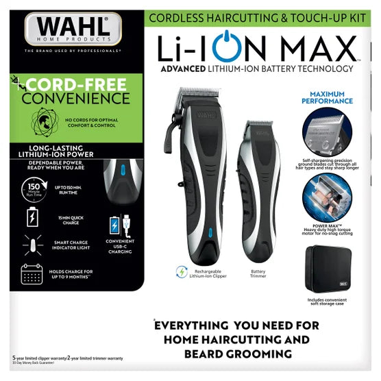 Wahl Li-ION MAX Cordless Haircutting & Beard Grooming Kit WOFSPORTS