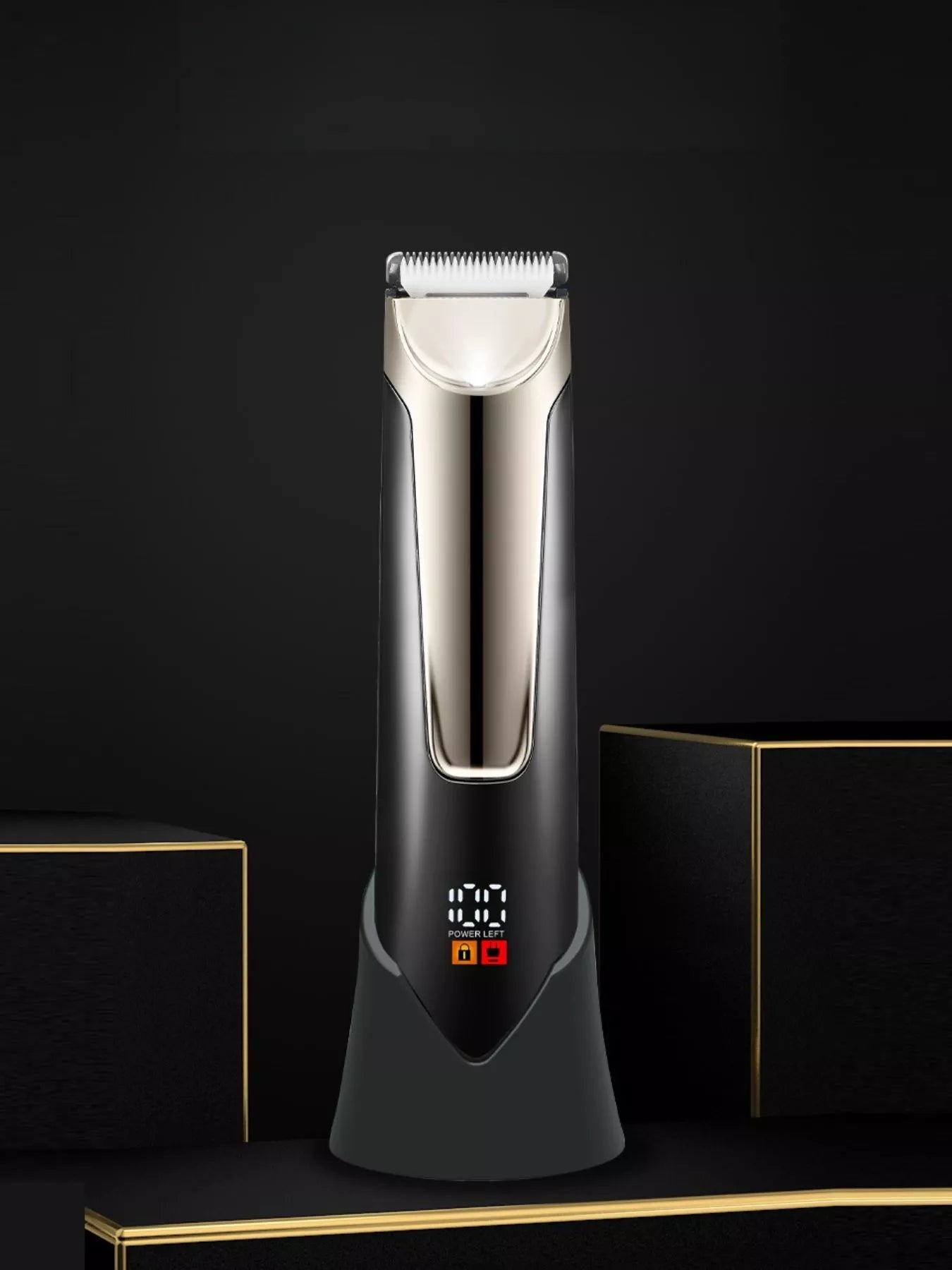 Men's Waterproof Electric Trimmer with LCD & Dock Charging Unique Oils