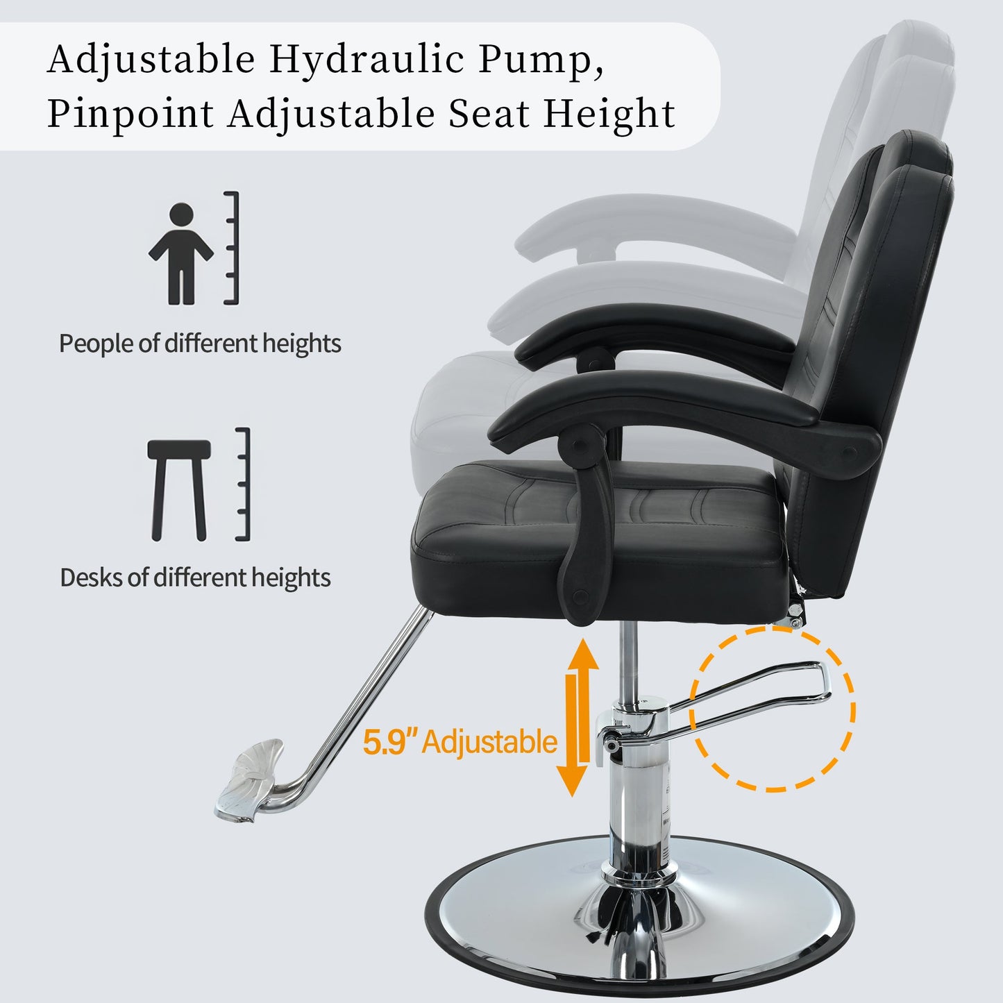 Classic Reclining Barber Chair for Hair Stylist Home Furnishers