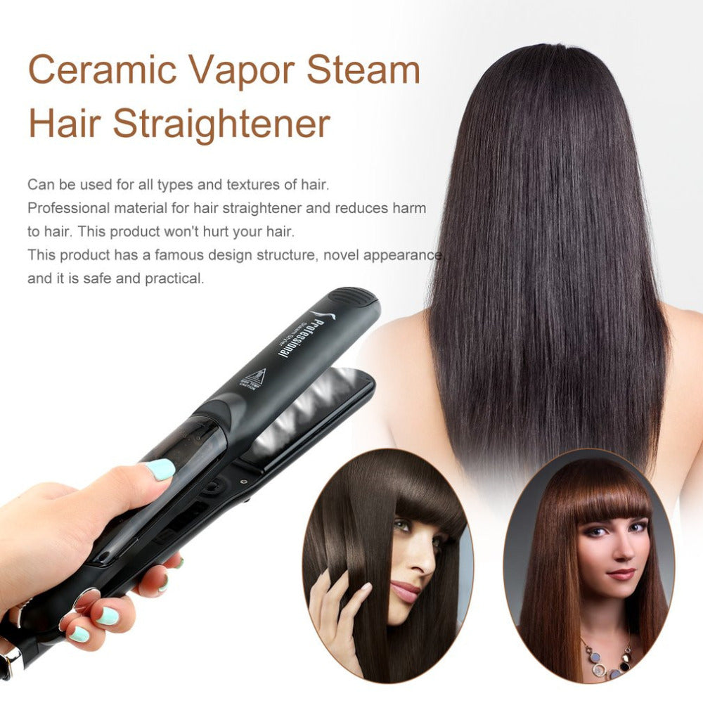 Steam Function Flat Iron Tourmaline Ceramic Vapor Professional Hair Straightener with Argan Oil Infusion Straightening Irons Elyvora LLC