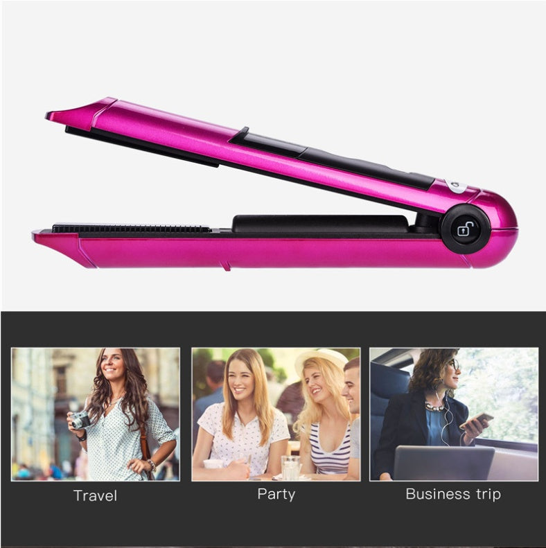 USB charging volume straight dual-purpose hair clips Straightener portable mini wireless charging Elyvora LLC