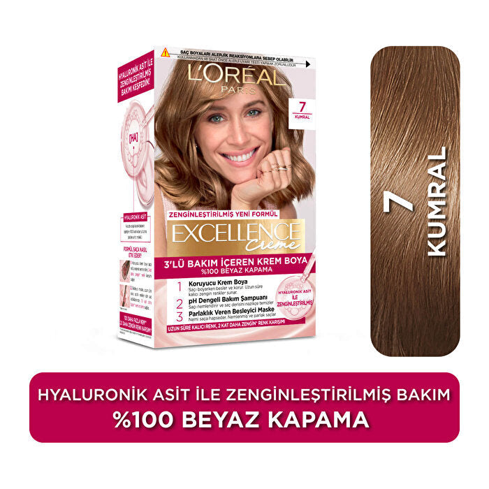 L'Oreal Paris Excellence Creme Hair Color 7 Light Brown - Rich Color Beauty Care Bag