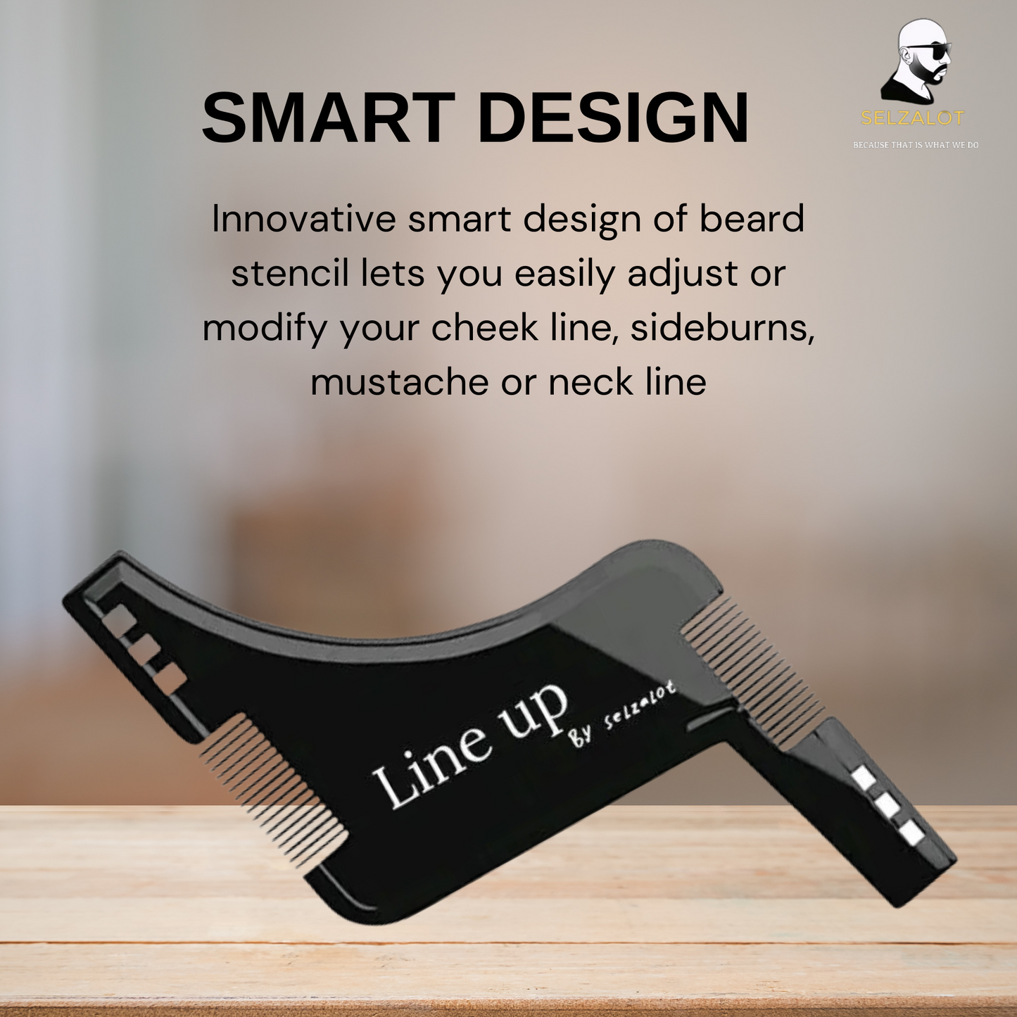 Black Beard Shaper for Men Beard Lineup Tool for Grooming Beard Guide Shaping Tool for Straight & Curve Cut Barber Tools Goatee Shaper Beard Template for Men to Style Facial Hair Selzalot