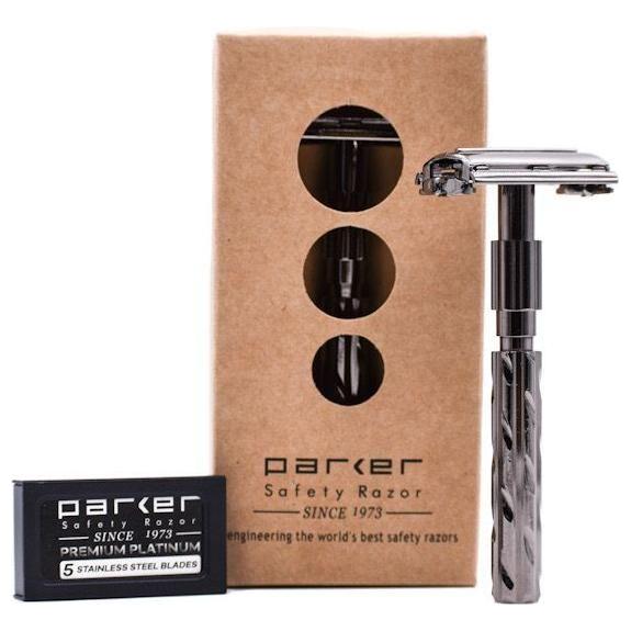Parker 22R Gunmetal Long Handle Butterfly Safety Razor Pasteur Pharmacy