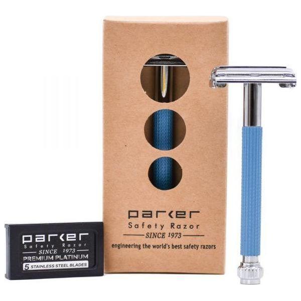 Parker 29L Blue Long Handle Butterfly Open Safety Razor Pasteur Pharmacy