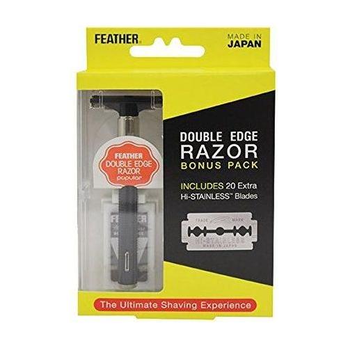 Feather Double Edge Razor Bonus Pack With 20 Extra Hi-stainless Blades Pasteur Pharmacy