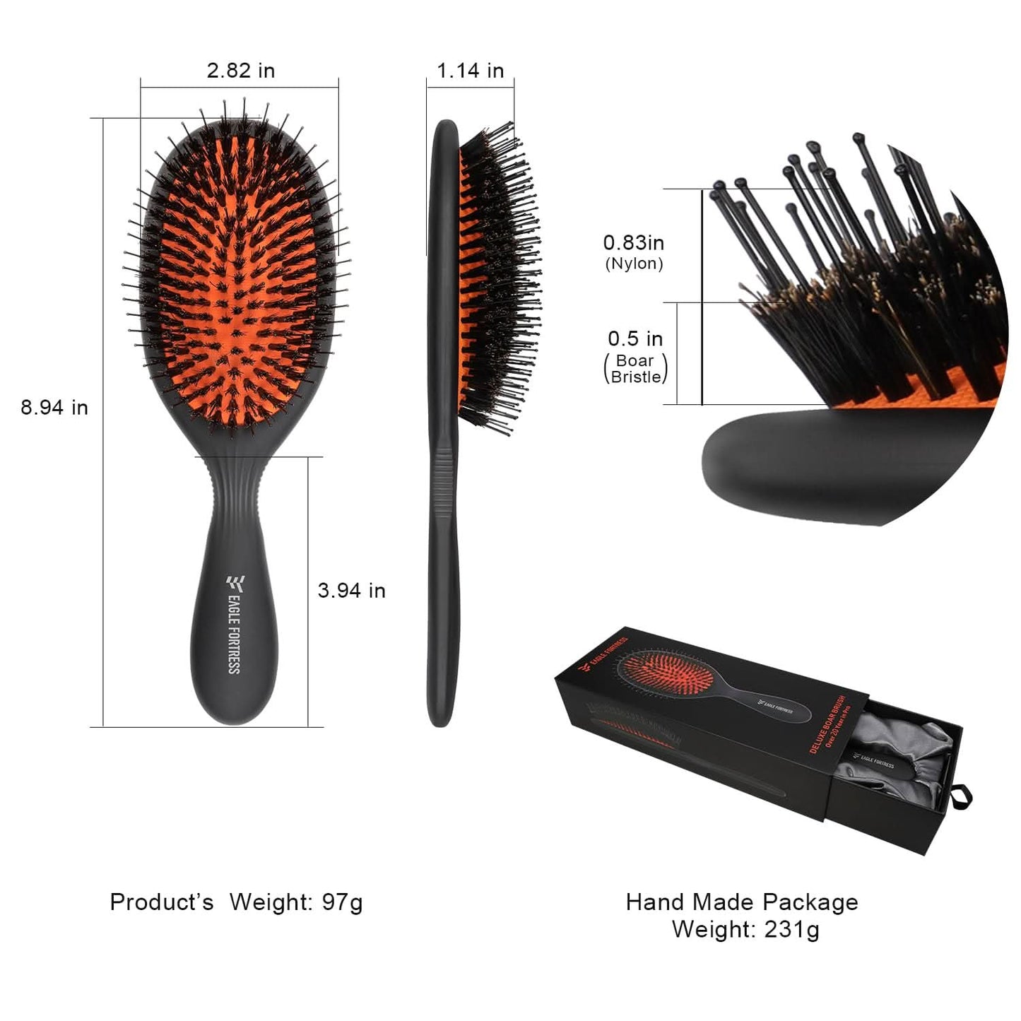 Eagle Fortress Glidease Boar Hairbrush The Beauty Box