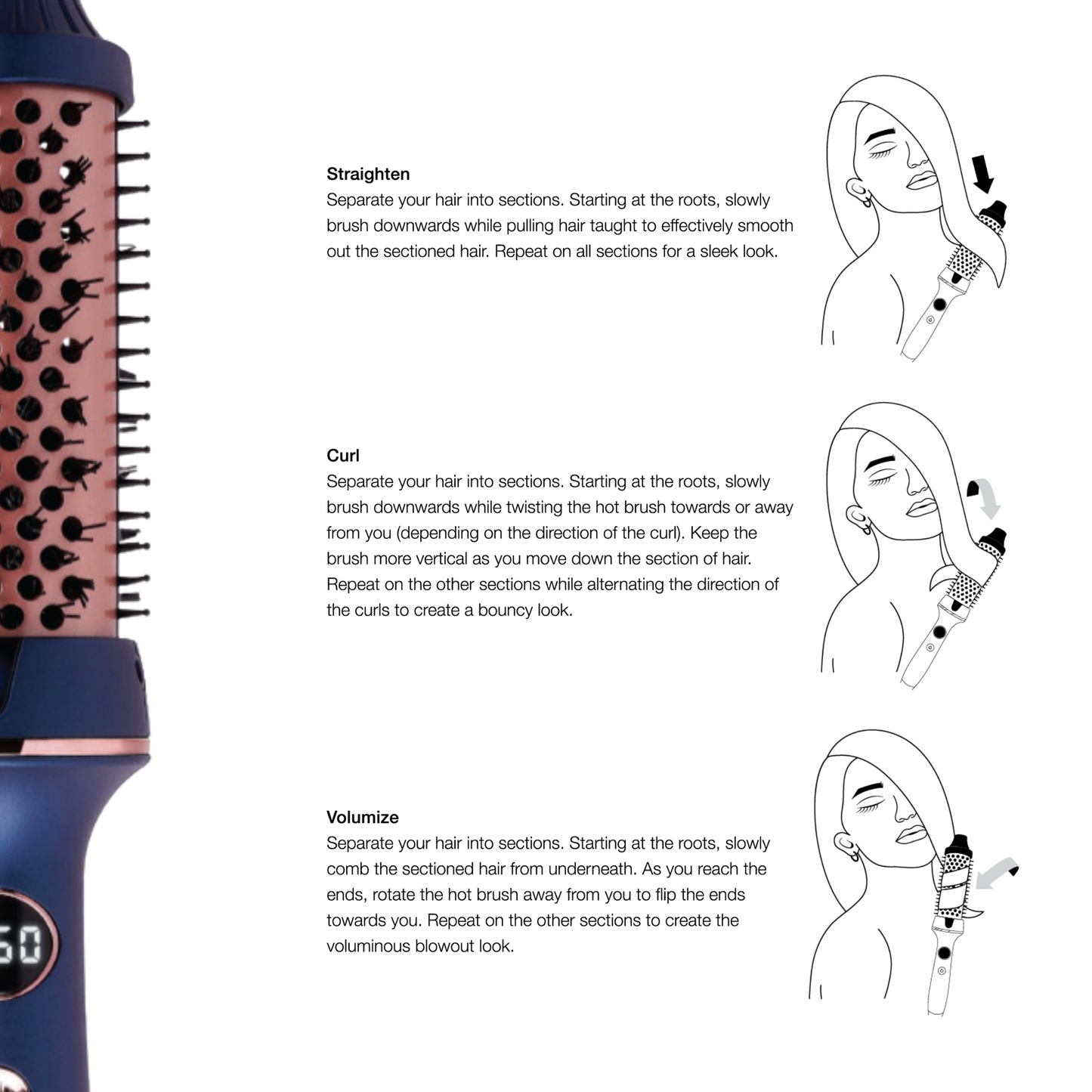 Hot & Hotter Tourmaline Ceramic Digital Hot Styling Brush 1 1/2 Inch, 1 Count, Blue Annie International, Inc.