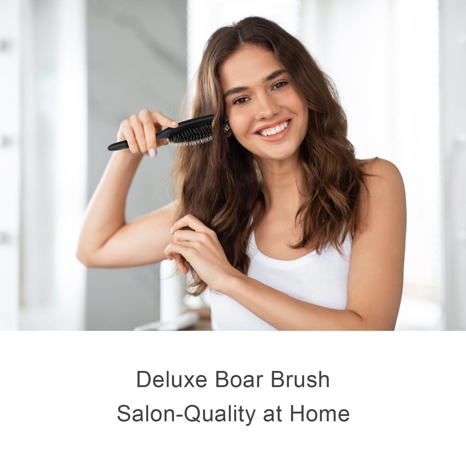 Eagle Fortress Deluxe Boar Bristle Hair Brush - Black The Beauty Box