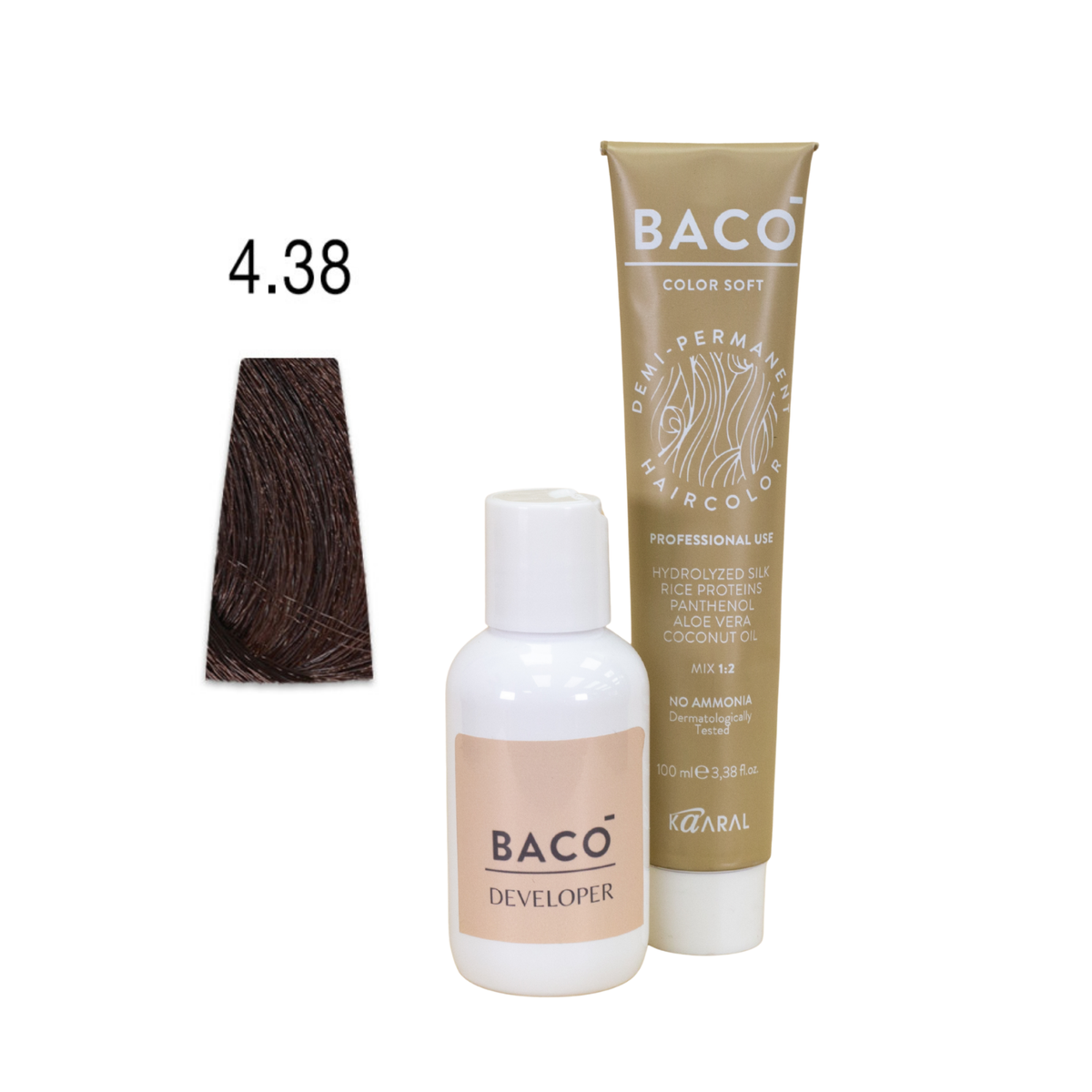 BACO Color & Developer Duo LV 4.38 Medium Brown Gold Brunette Hairs Talent's E-Shop