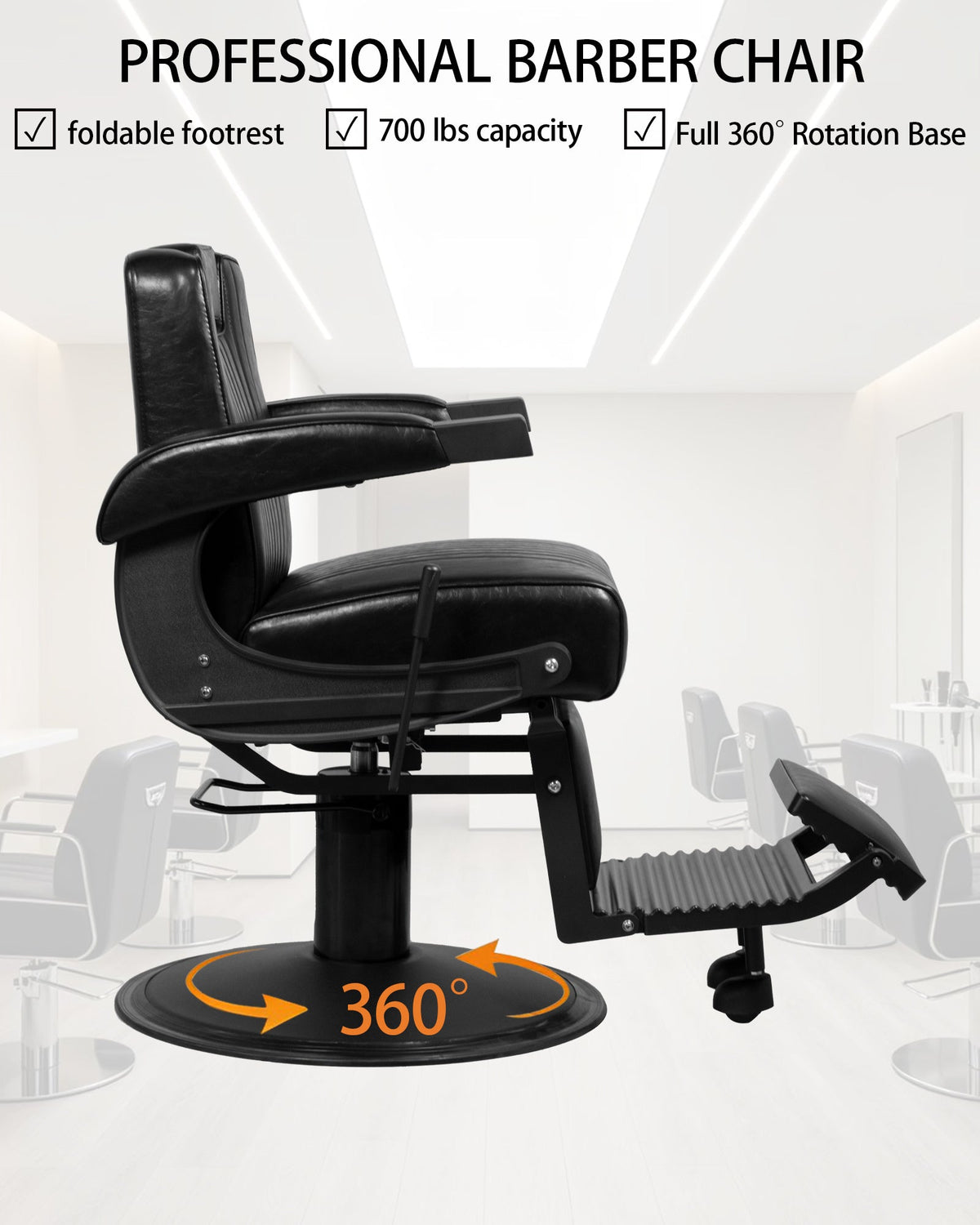 Heavy Duty Vintage Barber Chair The Onyx 8831 MYS