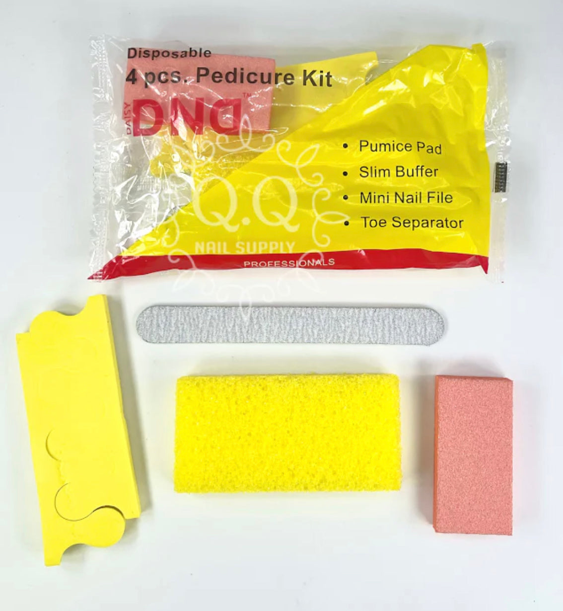 *(Bundle) DND Disposable Pedicure Kit - 4 pc. (Yellow) Lunali Nail Supply