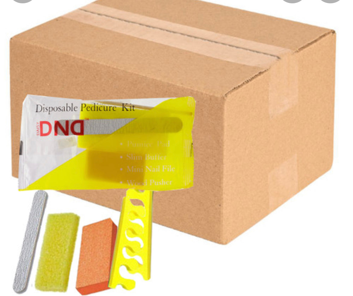 *(Bundle) DND Disposable Pedicure Kit - 4 pc. (Yellow) Lunali Nail Supply