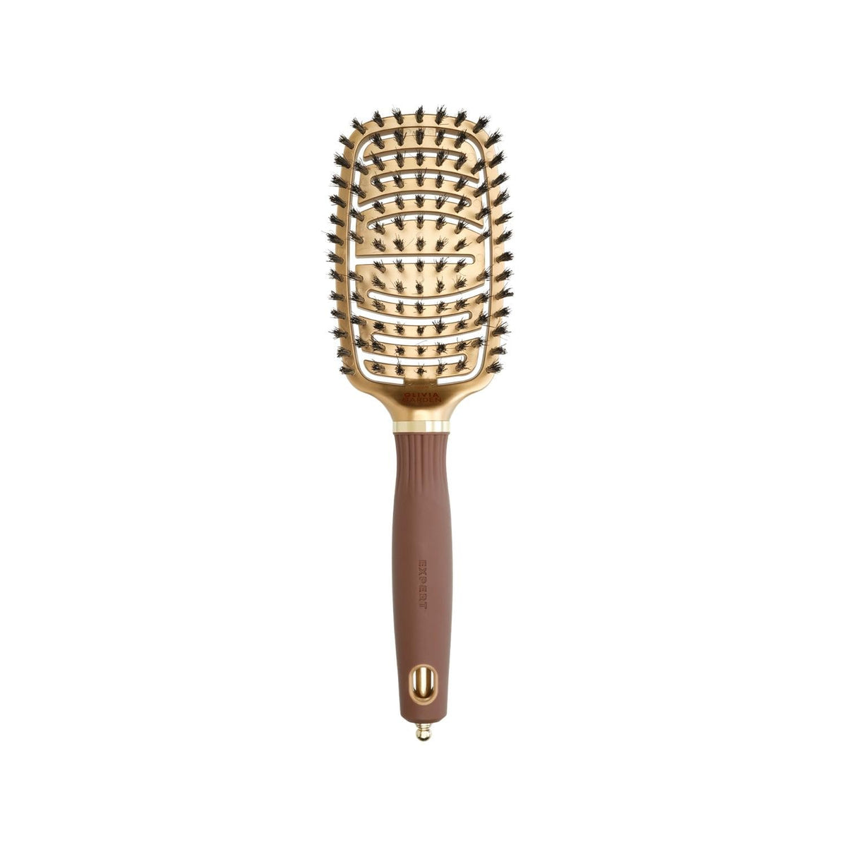 Olivia Garden Expert Care Flex Boar Bristles Hair Brush Gold & Brown Beauty Care Bag