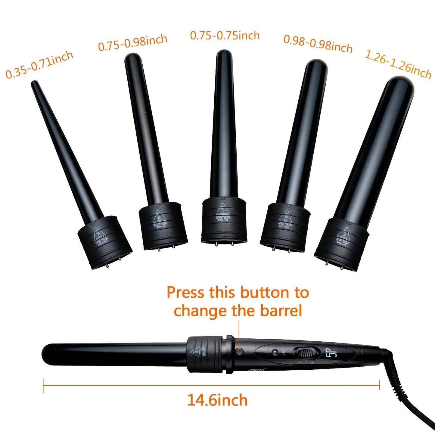 5-in-1 Curling Iron Wand Set Hair Curler Set With 5 Interchangeable Barrels Roller DailySale