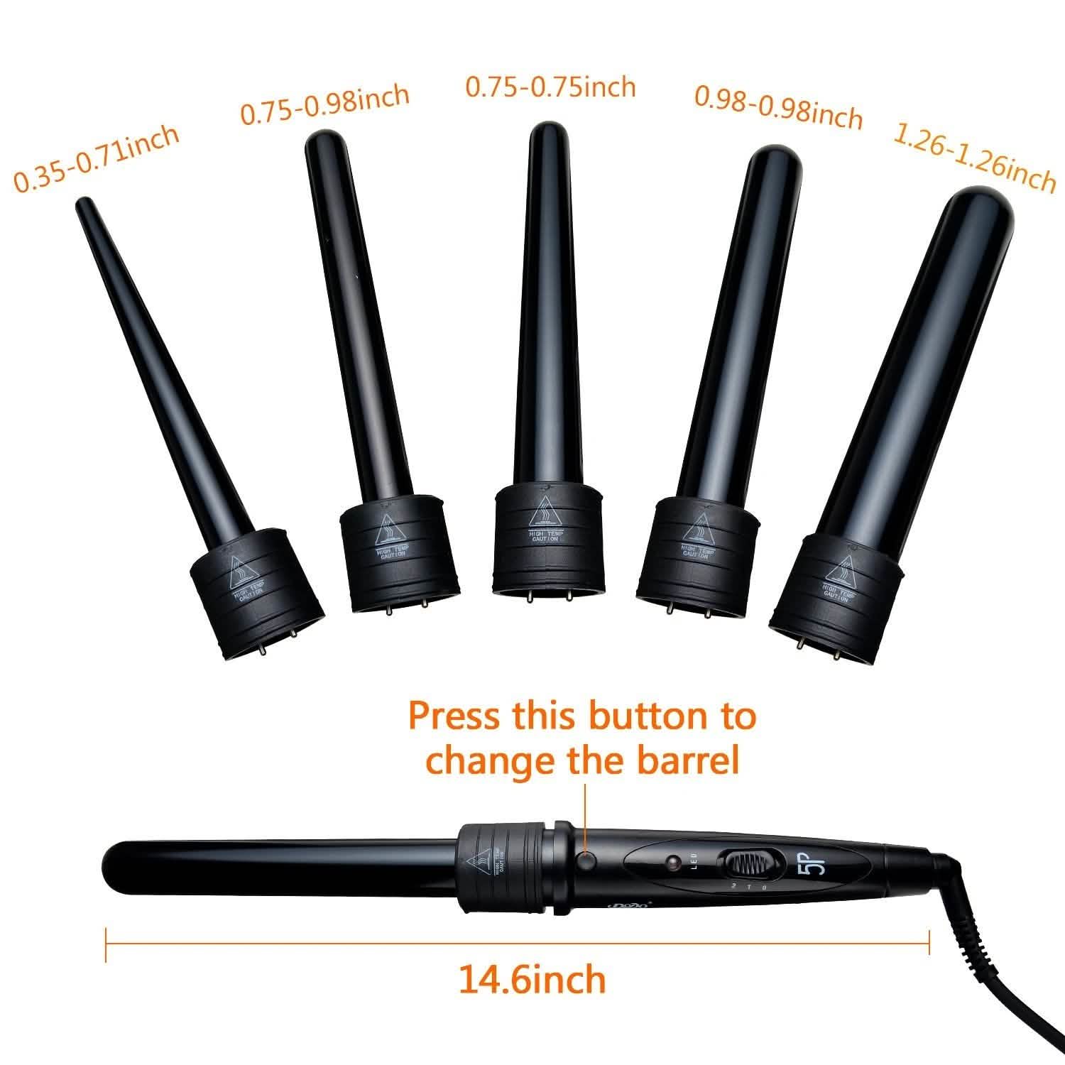 5-in-1 Curling Iron Wand Set Hair Curler Set With 5 Interchangeable Barrels Roller DailySale