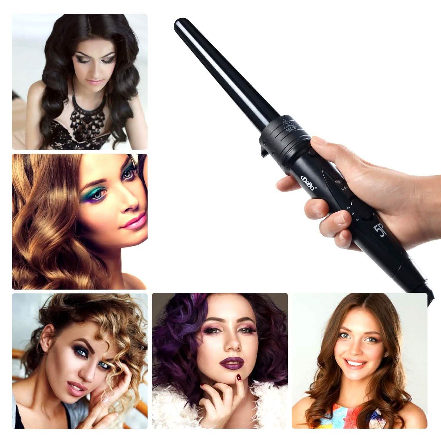 5-in-1 Curling Iron Wand Set Hair Curler Set With 5 Interchangeable Barrels Roller DailySale