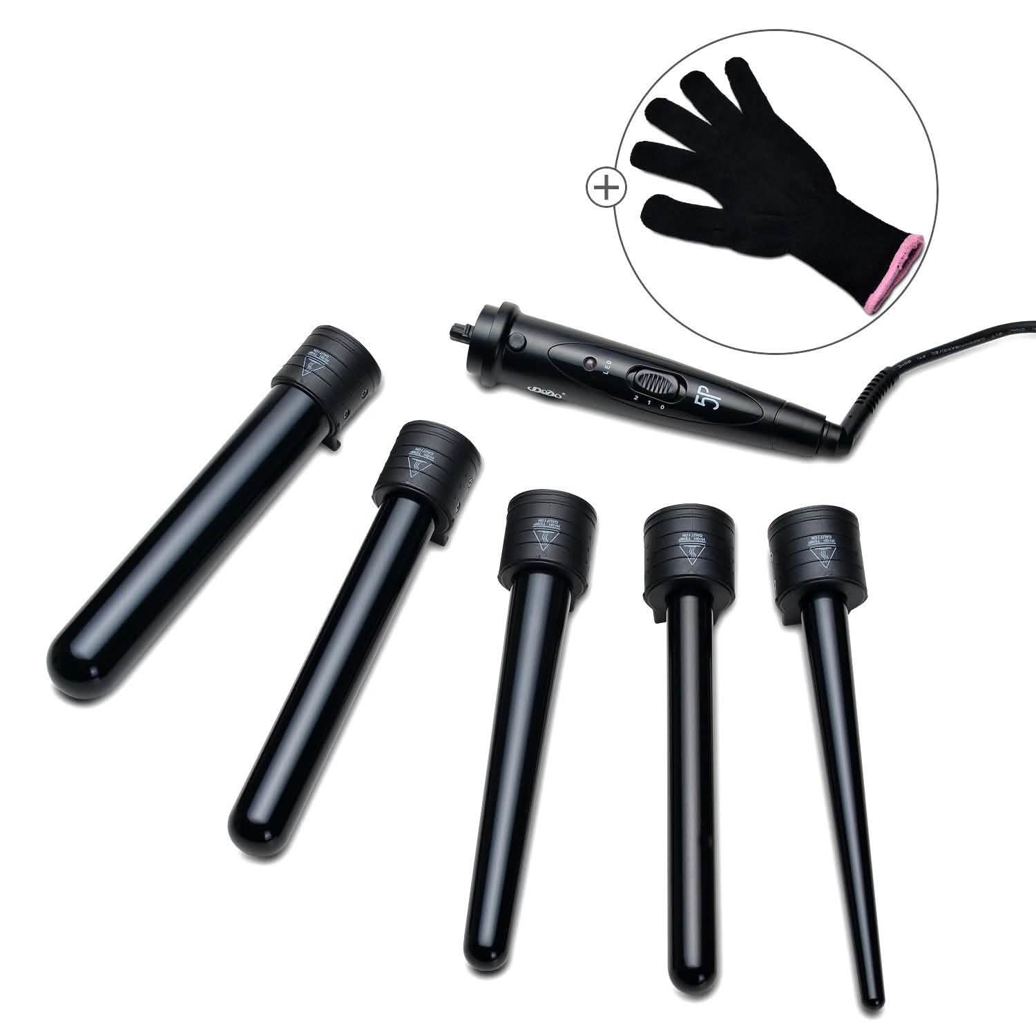 5-in-1 Curling Iron Wand Set Hair Curler Set With 5 Interchangeable Barrels Roller DailySale