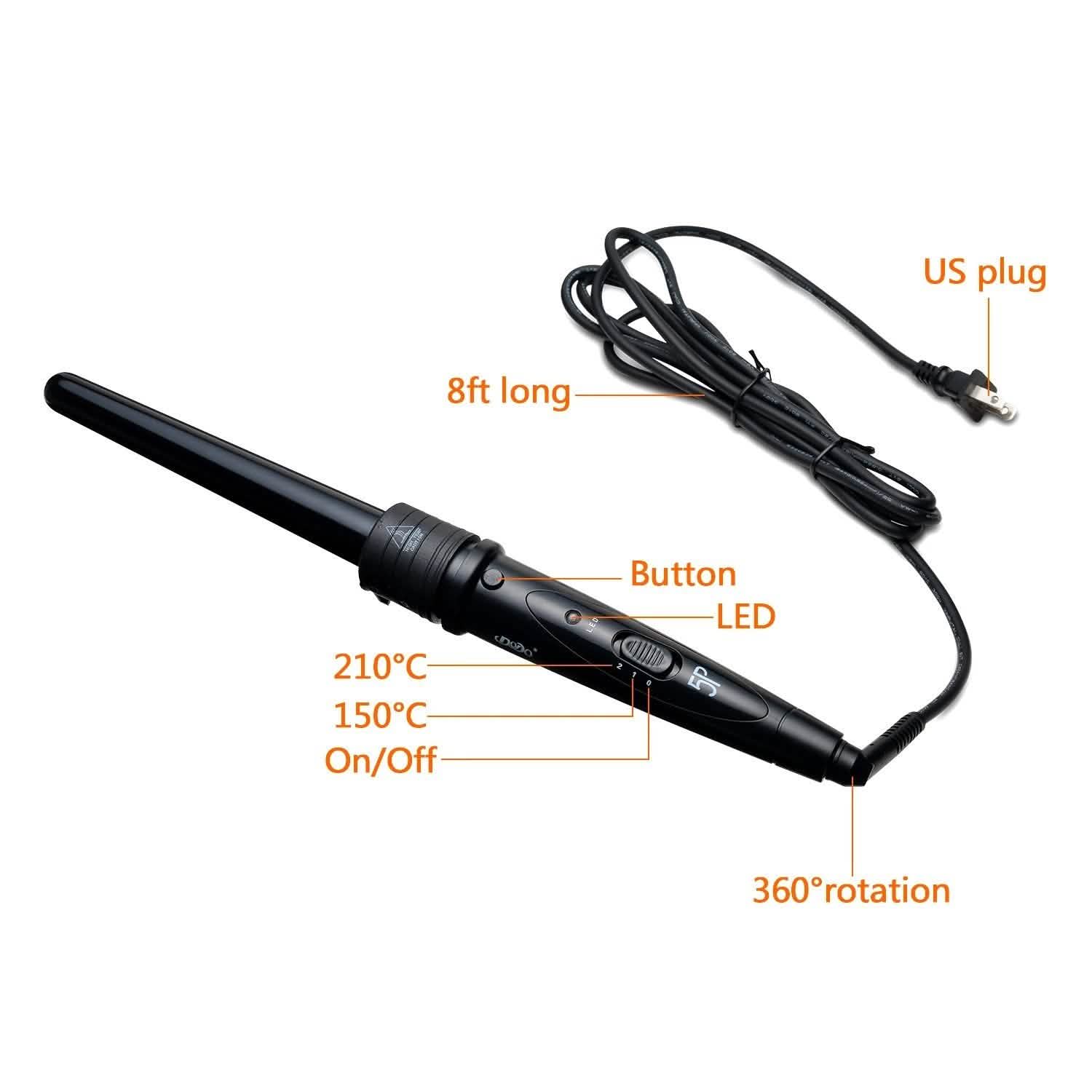 5-in-1 Curling Iron Wand Set Hair Curler Set With 5 Interchangeable Barrels Roller DailySale