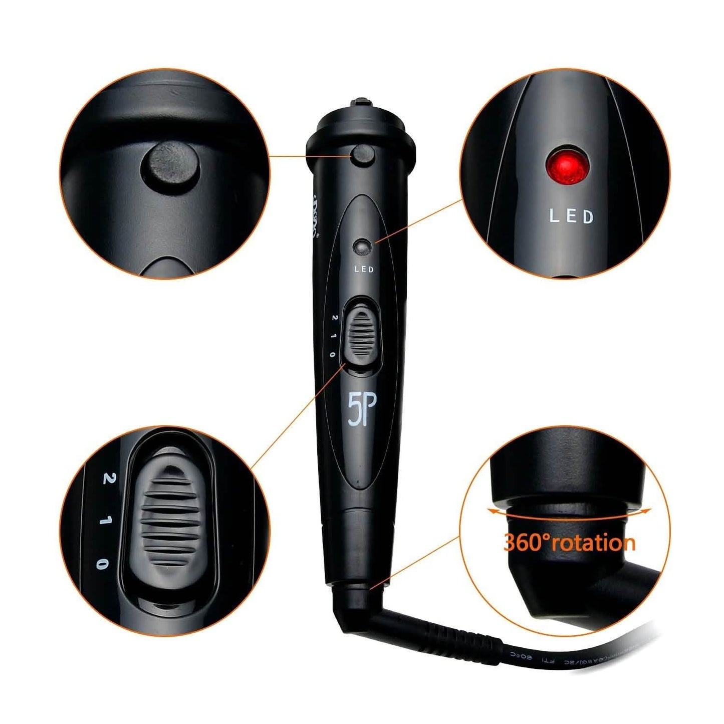5-in-1 Curling Iron Wand Set Hair Curler Set With 5 Interchangeable Barrels Roller DailySale