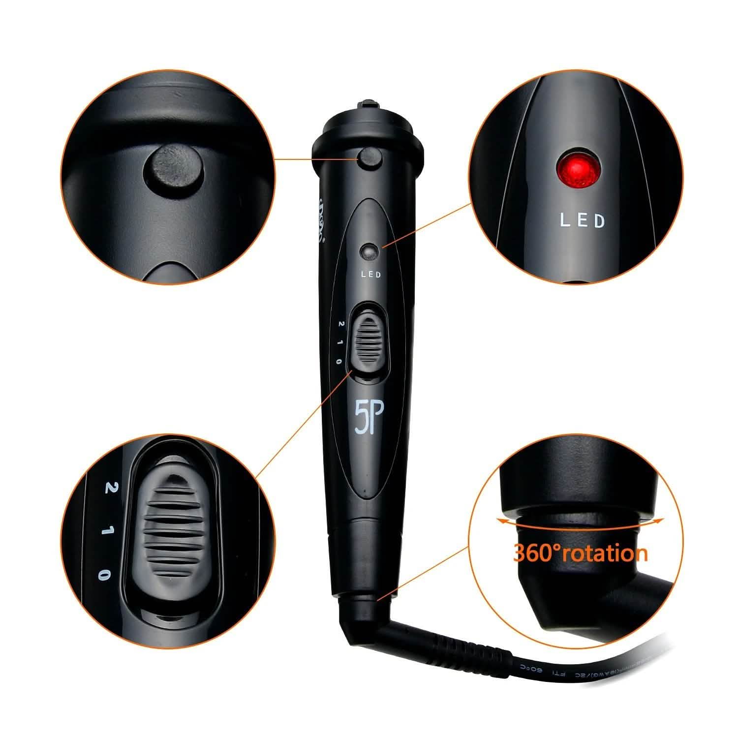 5-in-1 Curling Iron Wand Set Hair Curler Set With 5 Interchangeable Barrels Roller DailySale