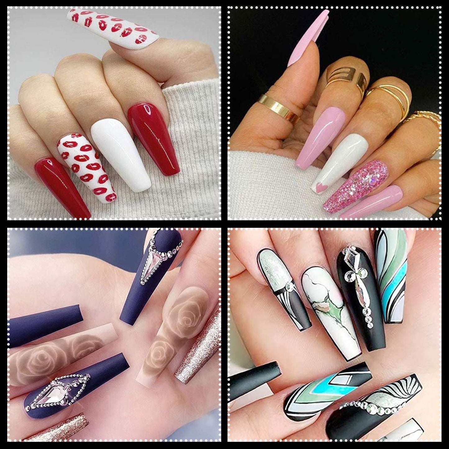 Brand 7DAY'S 500Pcs False Nail Tips C Curve Half Cover French Nails Extra Long Fake Finger Nails For Nail Art Salons Home DIY 10 Sizes