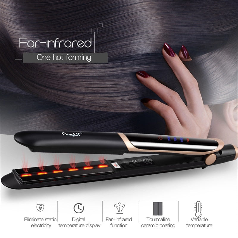 Professional Hair Straightener Curler Hair Flat Iron Negative Ion Infrared Hair Straighting Curling Iron Corrugation LED Display Elyvora LLC