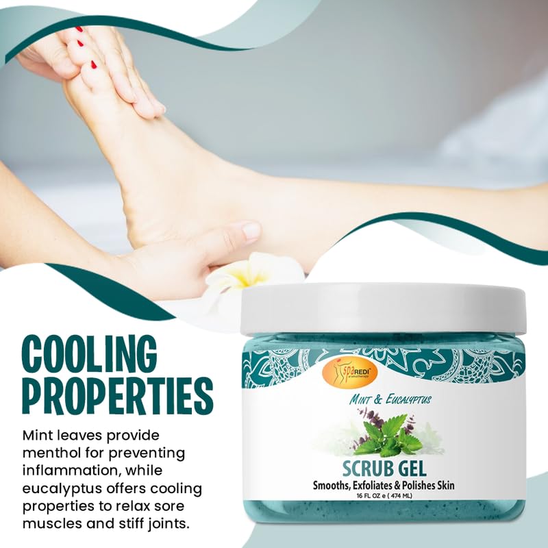 Pedi Scrub Gel 16oz - Mint & Eucalyptus Lunali Nail Supply