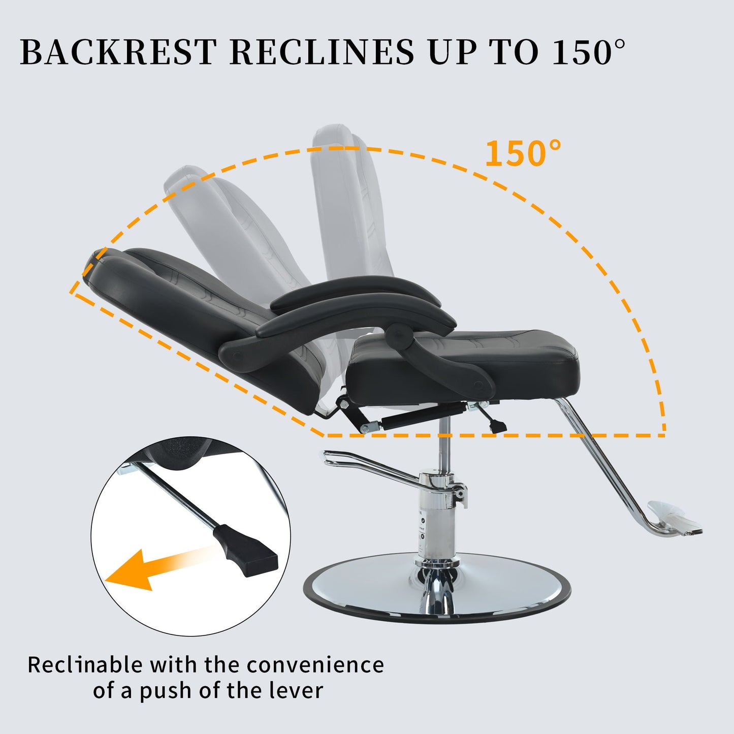 Classic Reclining Barber Chair Salon Chair For Hair Stylist With Heavy Duty Hydraulic Pump, 360° Rotation, Tattoo Chair Shampoo Beauty Salon Equipment, Max Load Weight 330 Lbs HouseOfZazla
