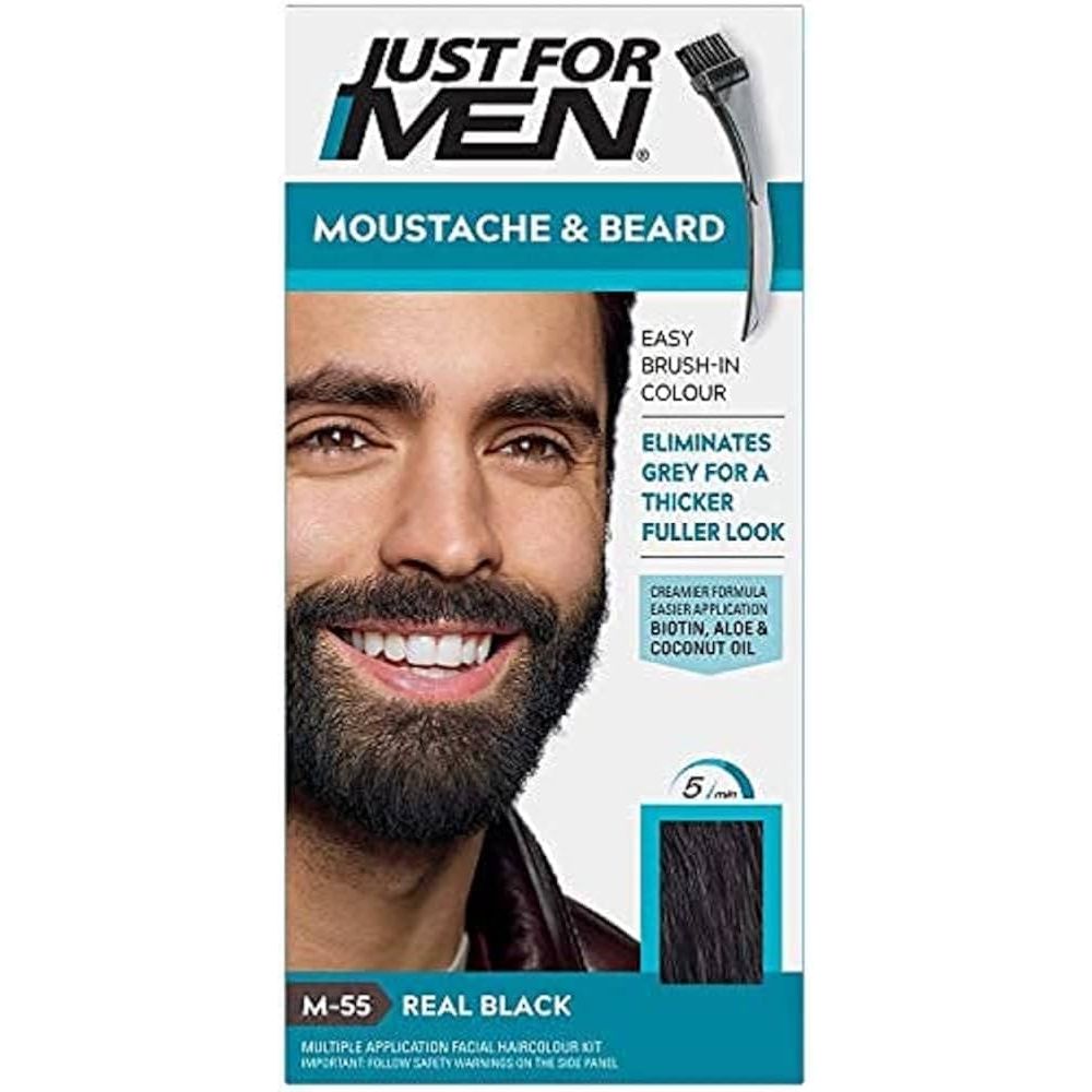 Just For Men Brush-In Color Gel for Mustache & Beard, Real Black M-55, 1 ea Pasteur Pharmacy