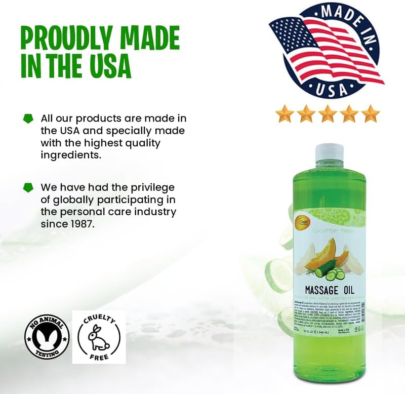 Massage Oil 32oz - Cucumber Melon  | Mani Pedi Body Lunali Nail Supply