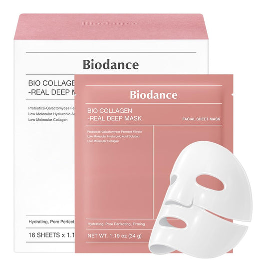 BIODANCE Bio-Collagen Real Deep Mask, Hydrating Overnight Hydrogel Mask, Pore Minimizing, Plumping, Elasticity Improvement, Korean Skin Care, Valentines Day Gifts for Her | 1.19oz(34g) x 16ea 7DAY'S