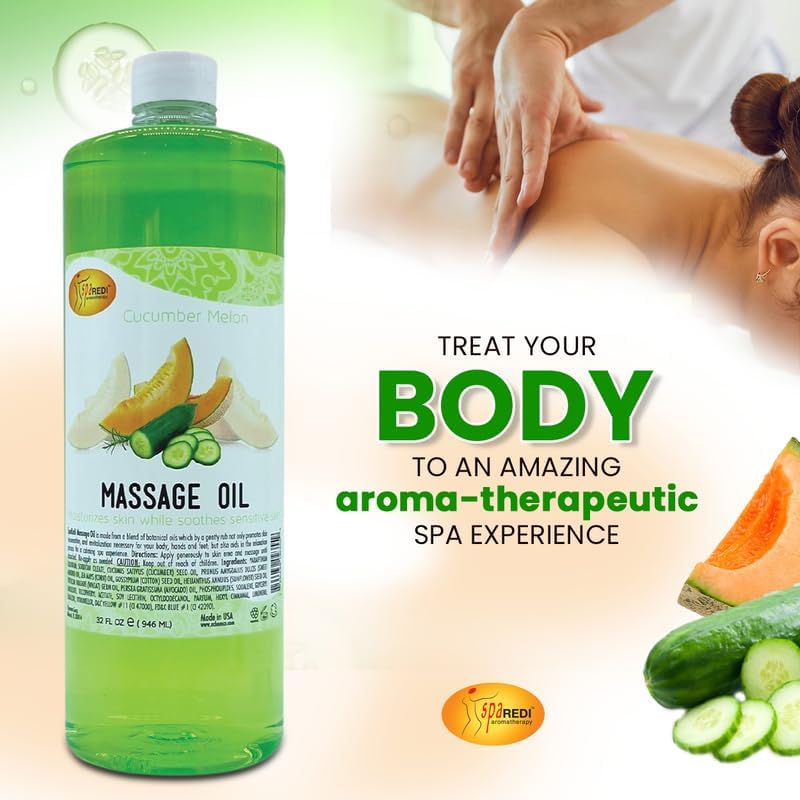 Massage Oil 32oz - Cucumber Melon  | Mani Pedi Body Lunali Nail Supply