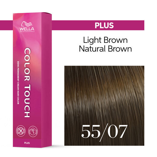 Wella Color Touch Plus Demi-Permanent Hair Color 55/07 Intense Light Brown Natural Brown VIP Extensions