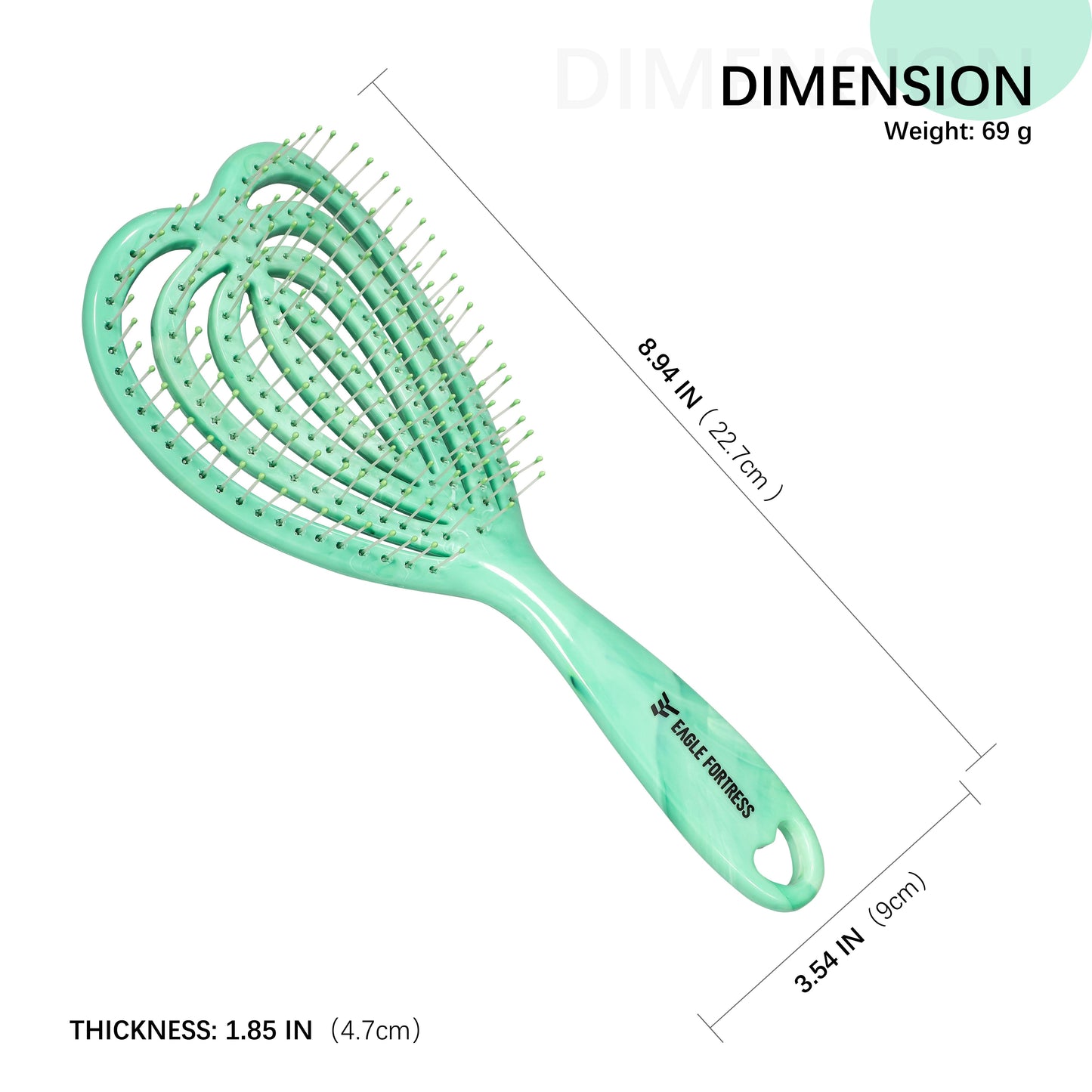 Eagle Fortress Curved Vented Hair Brush Green The Beauty Box