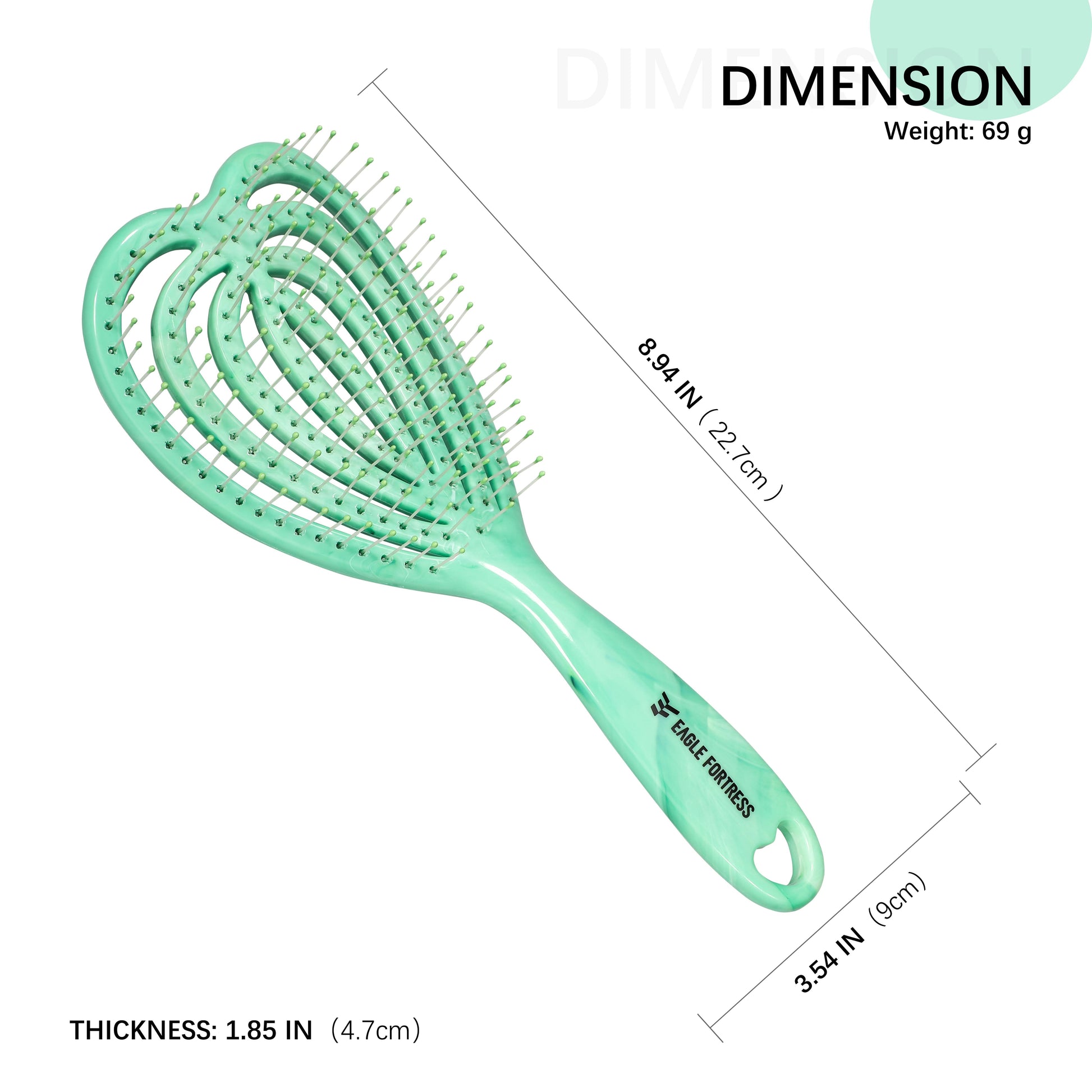 Eagle Fortress Curved Vented Hair Brush Green The Beauty Box