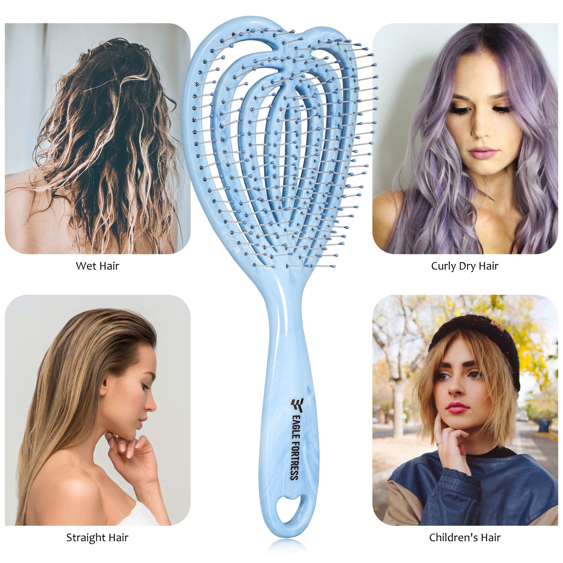 Eagle Fortress Curved Vented Hair Brush Blue The Beauty Box