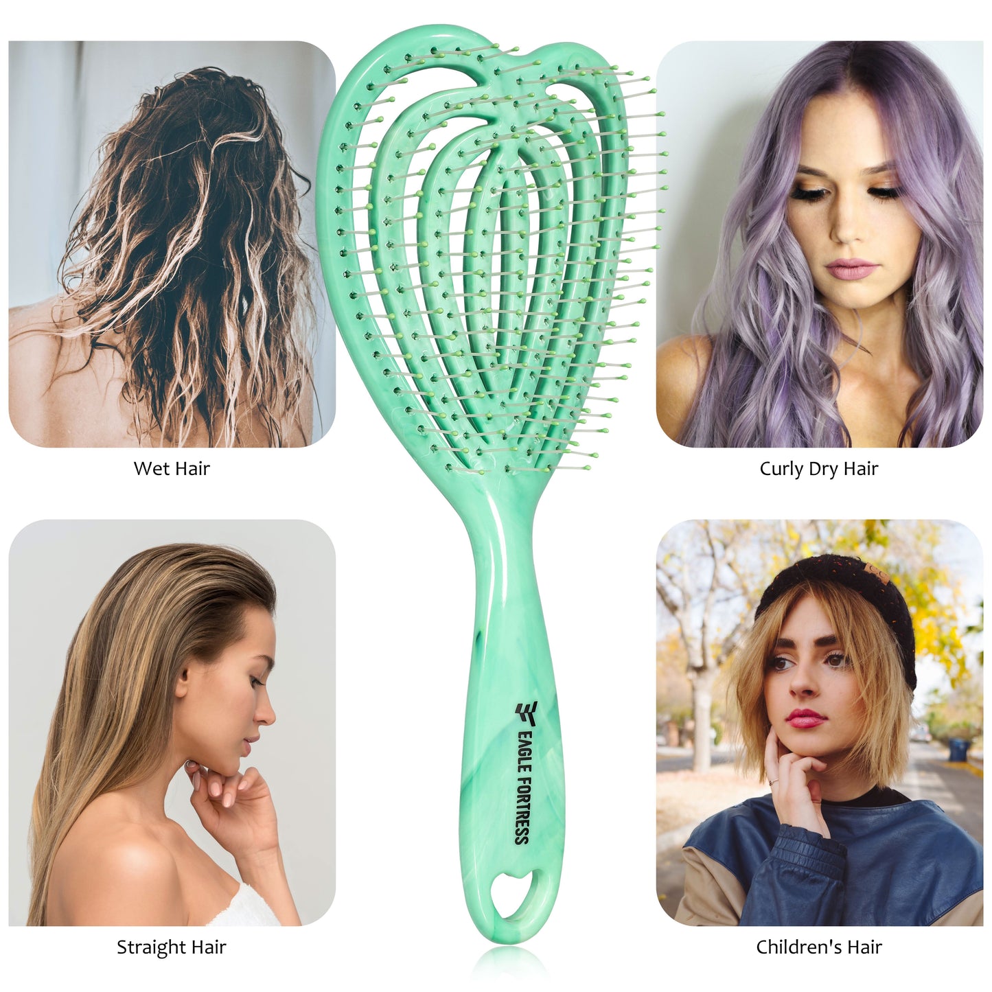 Eagle Fortress Curved Vented Hair Brush Green The Beauty Box