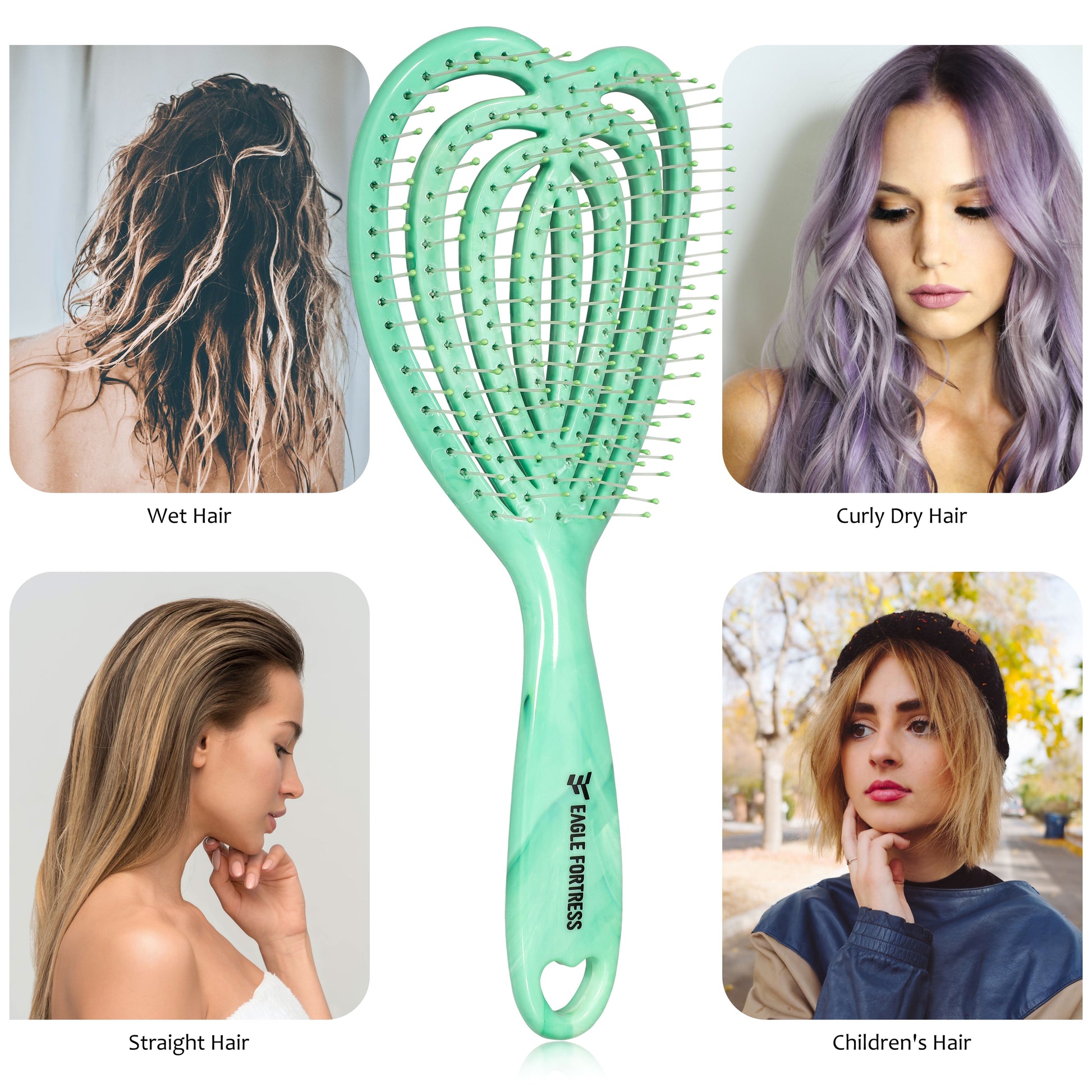 Eagle Fortress Curved Vented Hair Brush Green The Beauty Box