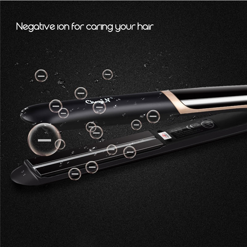 Professional Hair Straightener Curler Hair Flat Iron Negative Ion Infrared Hair Straighting Curling Iron Corrugation LED Display Elyvora LLC