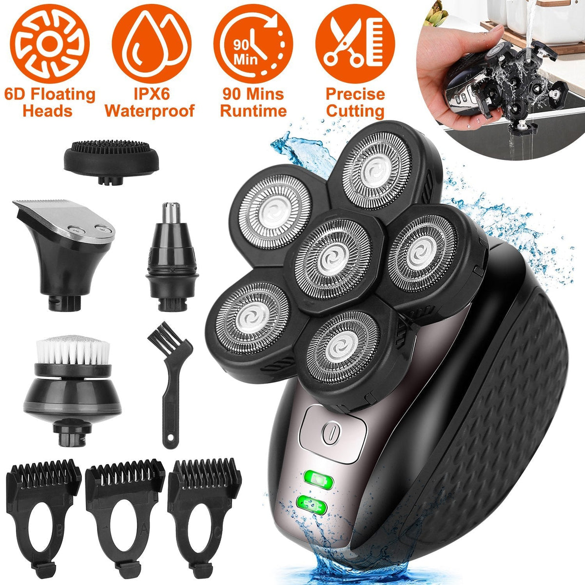 5 In 1 Electric Razor For Bald Men Rechargeable Cordless Head Beard Trimmer Shaver Kit IPX6 Waterproof Dry Wet Grooming Kit with 3 Combs GBruno Store