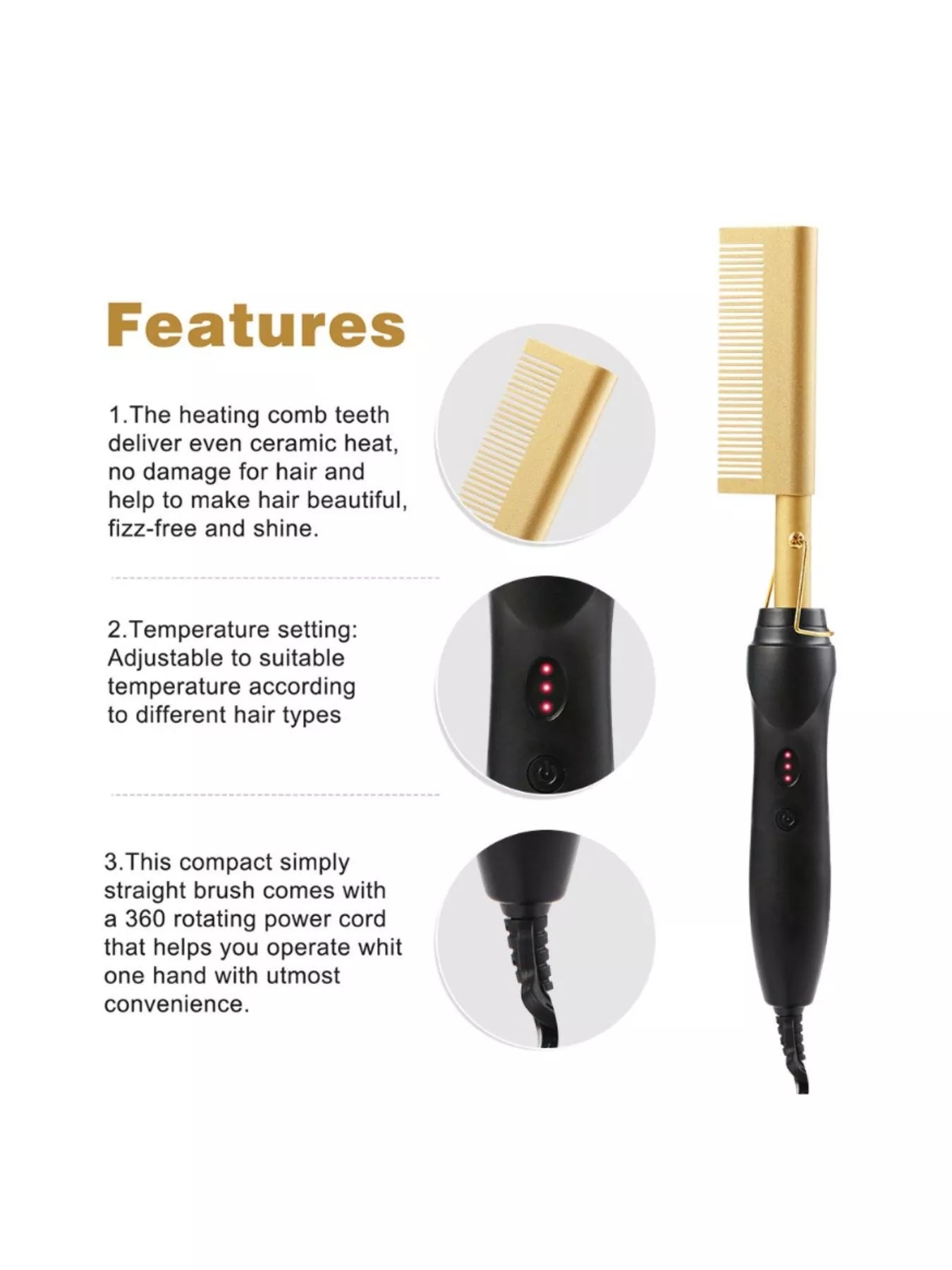 2-in-1 Curling Straightening Brush Hair Unique Oils